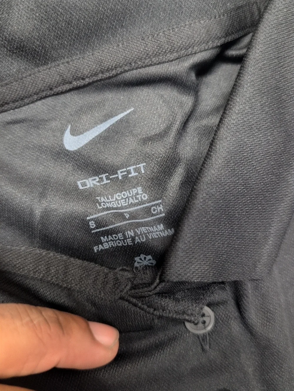 Women's Nike Black Dri-FIT Golf Polo with White Swoosh Size S-Tall